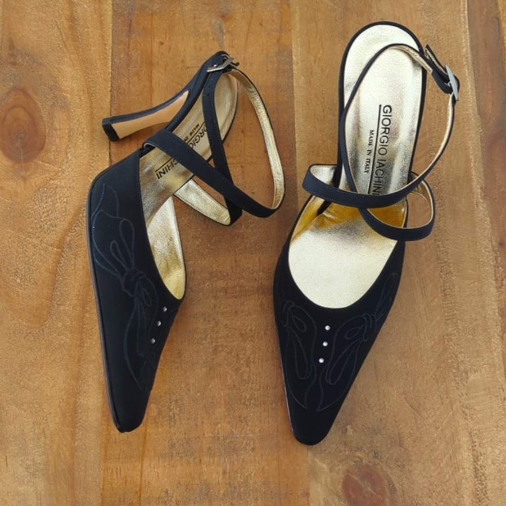 🆕🌿GIORGIO IACHINI SWAROVSKI CRYSTAL ANKLE STRAP HEELS🌿